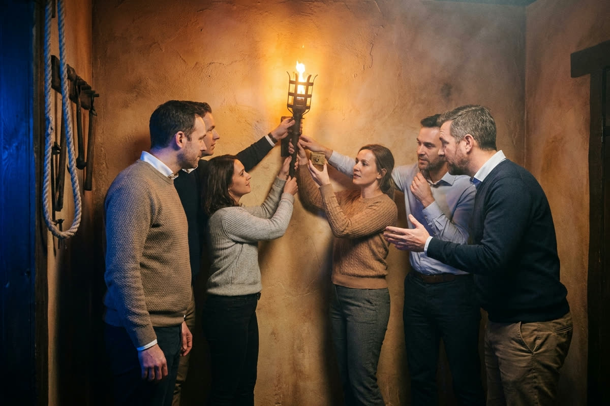 Team beim Firmenevent im Escape Room