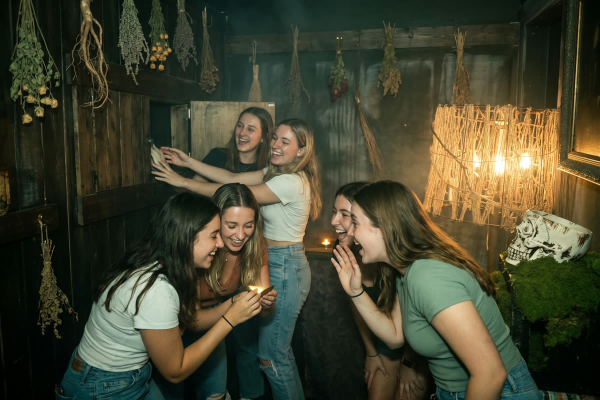 Stag and hen group celebrating after the escape room